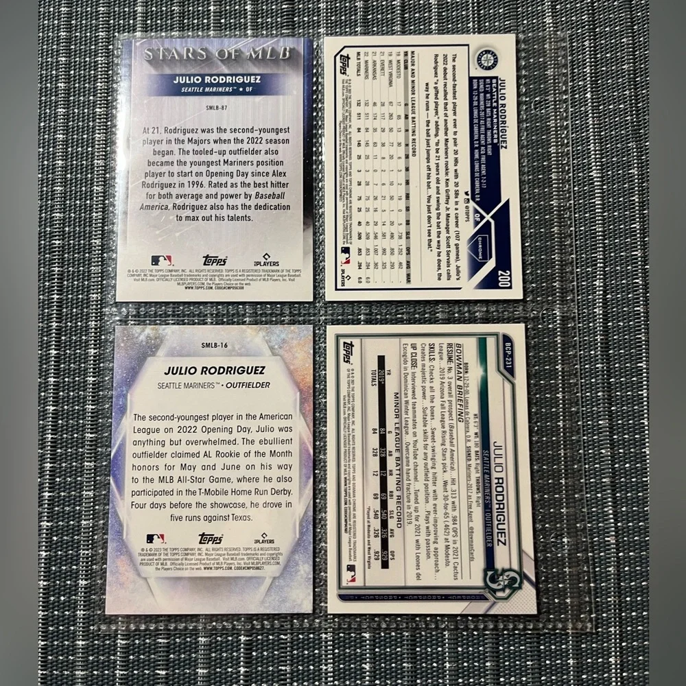 ⚾️ Julio Rodriguez Topps Baseball Cards Lot of 4 - Mariners / Rookie Cards